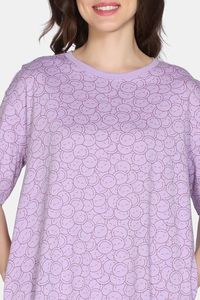 Zivame 2 Mile Fashion Knit Cotton Loungewear Dress - Orchid Bloom — thumbnail 6